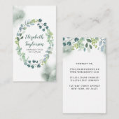 Waterverf groen bruiloft elegant en creatief visitekaartje (Voorkant / Achterkant)