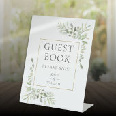Waterverf groen bruiloft gastenboek reclamebord met voetstuk