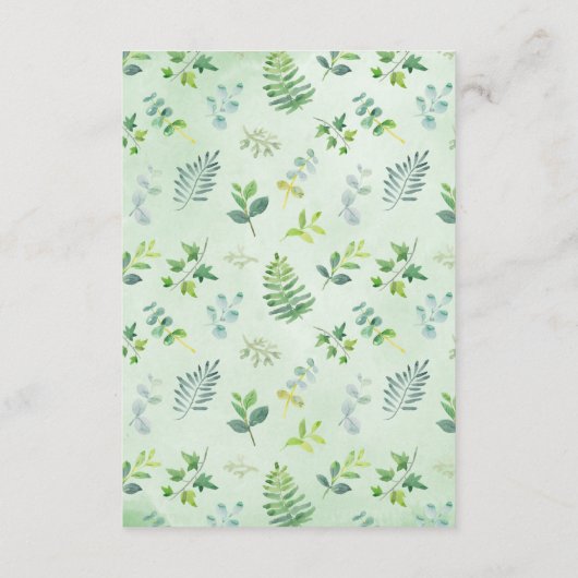 Waterverf groen bruiloft informatie Kaarten (Achterkant)