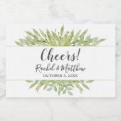 Waterverf groen bruiloft mini sparkling wijnetiket (Enkel label)