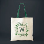 Waterverf groen bruiloft. Monogram bos Tote Bag<br><div class="desc">Waterverf zomerbos groen bruiloft canvas tas met monogram. Geschikt voor elke andere partij. Neem contact met me op als je extra items nodig hebt.</div>