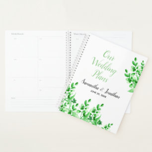 Waterverf groen bruiloft plannen planner