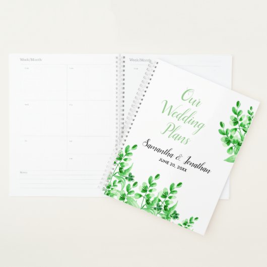 Waterverf groen bruiloft plannen planner (Display)