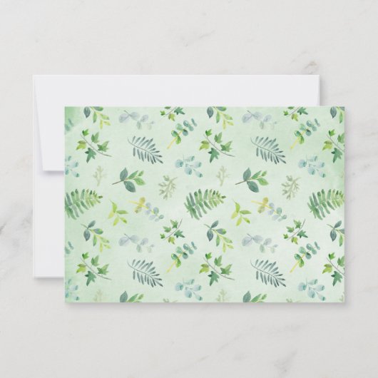 Waterverf groen bruiloft receptie Kaart (Achterkant)