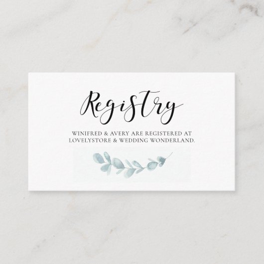 Waterverf groen bruiloft registerkaart informatiekaartje (Voorkant)