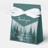 Waterverf Groen Bruiloftsontvangst met Dennengehak Bedankdoosjes (Voorkant Zijde)