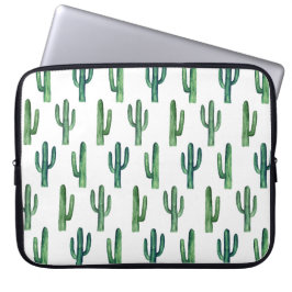 Waterverf groen cactus patroon. Greenery cacti Laptop Sleeve
