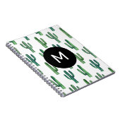 Waterverf groen cactus patroon. Monogram Notitieboek (Rechterzijde)