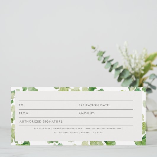 Waterverf Groen Cadeaubon (Staand voorkant)