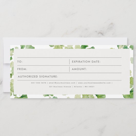 Waterverf Groen Cadeaubon (Voorkant)