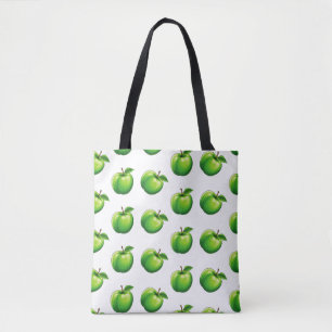 Waterverf groen cartoonachtig naadloos appelpatroo tote bag