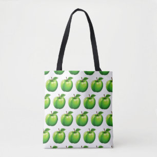 Waterverf Groen Cartoonish Apple Pattern Tote Bag