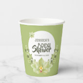 Waterverf Groen Clivia Bloemen Vrijgezellenfeest Papieren Bekers (Achterkant)