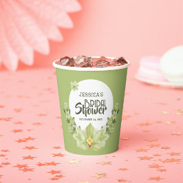 Waterverf Groen Clivia Bloemen Vrijgezellenfeest Papieren Bekers