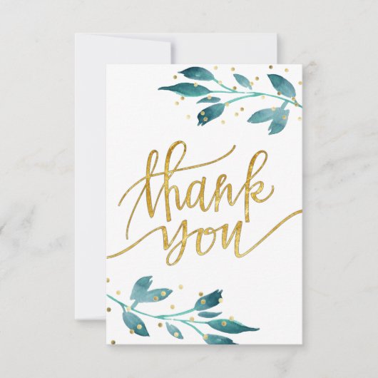 waterverf groen dank u bedankkaart (Voorkant)