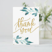 waterverf groen dank u bedankkaart (Staand voorkant)