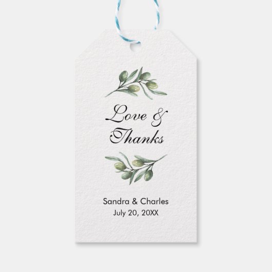 Waterverf groen dank u bruiloft gunst cadeaulabel (Achterkant)