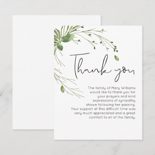 Waterverf groen dank u nota nemen van Kaart (Voorkant / Achterkant)