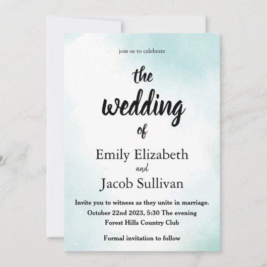 Waterverf Groen de uitnodiging (Voorkant)