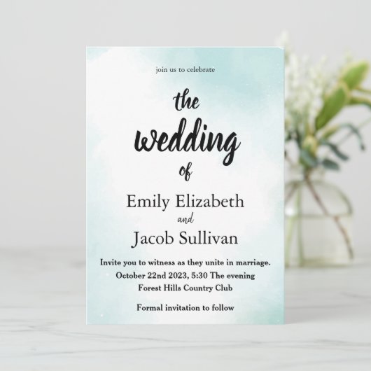 Waterverf Groen de uitnodiging (Staand voorkant)