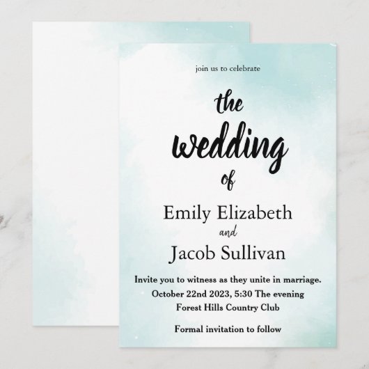 Waterverf Groen de uitnodiging (Voorkant / Achterkant)