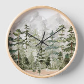 Waterverf groen dennenbos op berg (Voorkant)