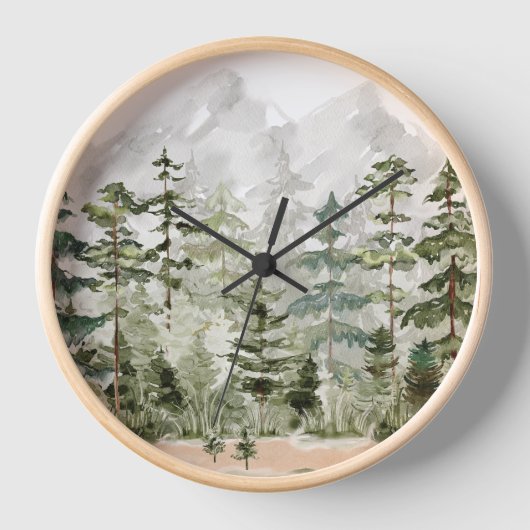 Waterverf groen dennenbos op berg (Voorkant)