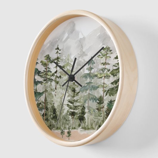 Waterverf groen dennenbos op berg (Hoek)