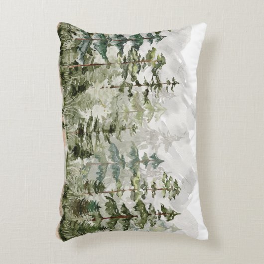 Waterverf groen dennenbos op berg accent kussen (Voorkant(Verticaal))