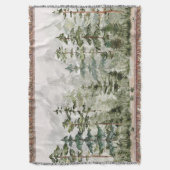 Waterverf groen dennenbos op berg deken (Voorkant Verticaal)