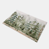 Waterverf groen dennenbos op berg deurmat (Schuin)