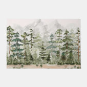 Waterverf groen dennenbos op berg deurmat (Voorkant)