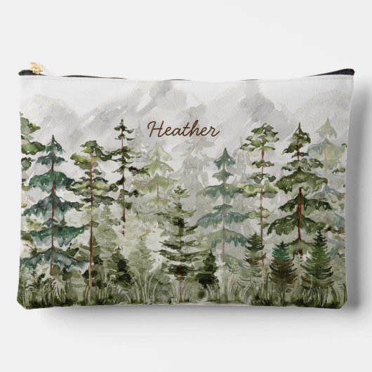 Waterverf groen dennenbos op berg etui (Voorkant)