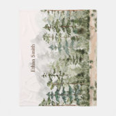 Waterverf groen dennenbos op berg fleece deken (Voorkant)