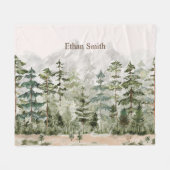 Waterverf groen dennenbos op berg fleece deken (Voorkant (Horizontaal))