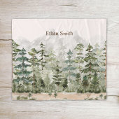 Waterverf groen dennenbos op berg fleece deken