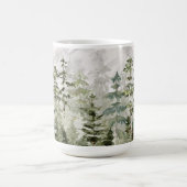 Waterverf groen dennenbos op berg koffiemok (Center)