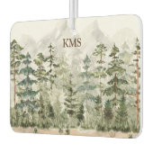 Waterverf groen dennenbos op berg luchtverfrisser (Links)