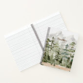 Waterverf groen dennenbos op berg notitieboek (Binnen)