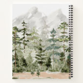 Waterverf groen dennenbos op berg notitieboek (Achterkant)