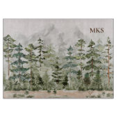 Waterverf groen dennenbos op berg snijplank (Voorkant)