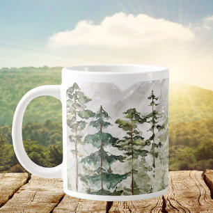 Waterverf Groen Dennenbos op de Berg Grote Koffiekop
