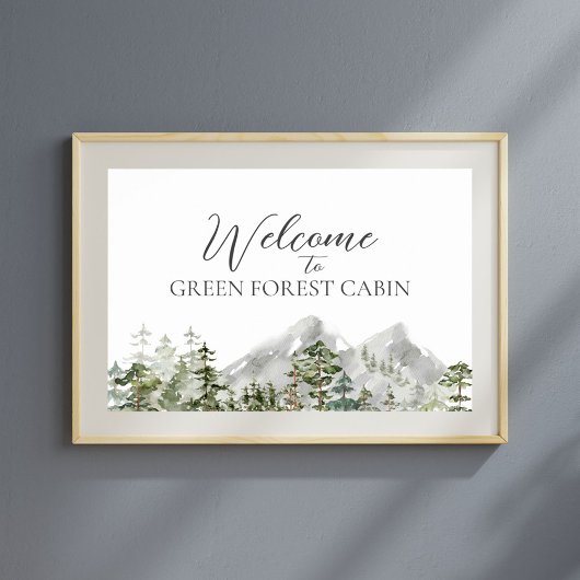Waterverf Groen Dennenbos Welkom Poster