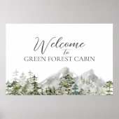 Waterverf Groen Dennenbos Welkom Poster (Voorkant)