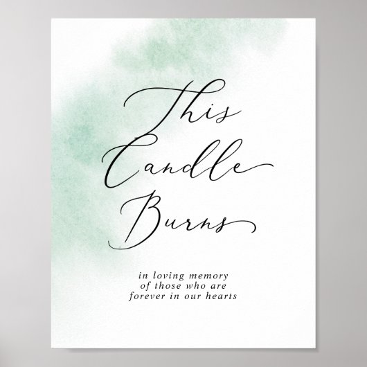 Waterverf groen Deze kaars brandt herdenkingsbord Poster (Voorkant)