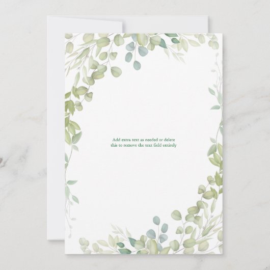 Waterverf groen doopsel Baby Kaart (Achterkant)