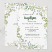 Waterverf groen doopsel Baby Kaart (Voorkant / Achterkant)