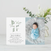 waterverf groen doopsel foto uitnodiging (Staand voorkant)