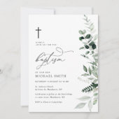 waterverf groen doopuitnodiging kaart (Voorkant)