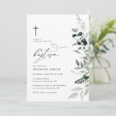 waterverf groen doopuitnodiging kaart (Staand voorkant)